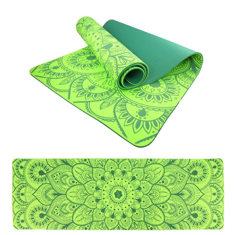 Podložka LIFEFIT® YOGA MAT MANDALA DUO, 183x58x0,6cm, zelená