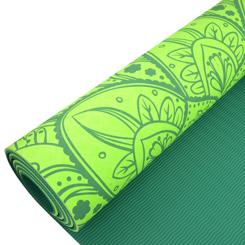 Podložka LIFEFIT® YOGA MAT MANDALA DUO, 183x58x0,6cm, zelená