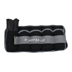 Neoprenová zátěž LIFEFIT® kotník/zápěstí S2 2x0,5-2,5kg, nastavitelná, černá