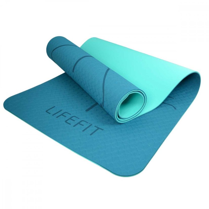 Podložka LIFEFIT® YOGA MAT LOTOS DUO, 183x58x0,6cm, tyrkysová