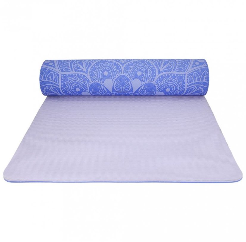 Podložka LIFEFIT® YOGA MAT MANDALA DUO, 183x58x0,6cm, modrá