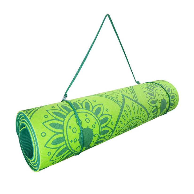 Podložka LIFEFIT® YOGA MAT MANDALA DUO, 183x58x0,6cm, zelená