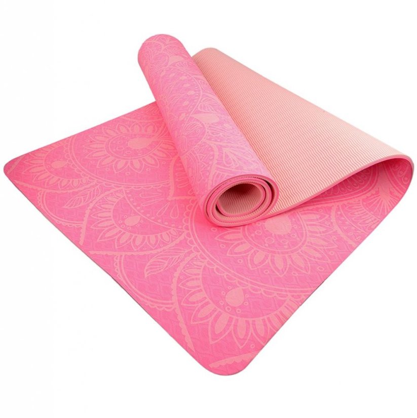 Podložka LIFEFIT® YOGA MAT MANDALA DUO, 183x58x0,6cm, růžová