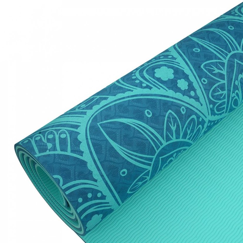 Podložka LIFEFIT® YOGA MAT MANDALA DUO, 183x58x0,6cm, tyrkysová