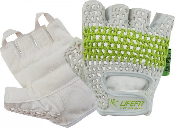 Fitness rukavice LIFEFIT® FIT, bílo-zelené - Oblečení velikost: S