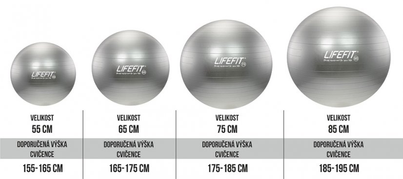 Gymnastický míč LIFEFIT® ANTI-BURST 65 cm, stříbrný