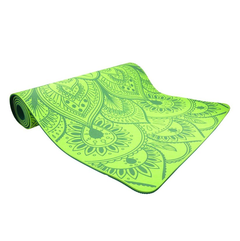 Podložka LIFEFIT® YOGA MAT MANDALA DUO, 183x58x0,6cm, zelená