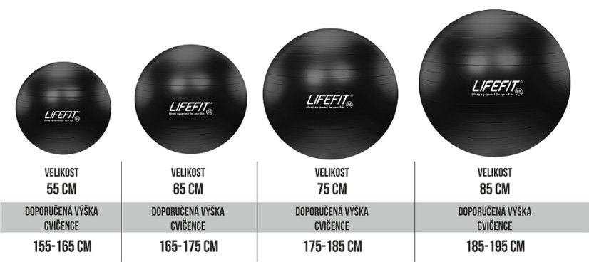 Gymnastický míč LIFEFIT® ANTI-BURST 75 cm, černý