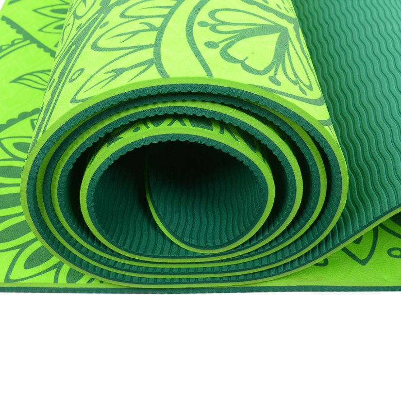 Podložka LIFEFIT® YOGA MAT MANDALA DUO, 183x58x0,6cm, zelená