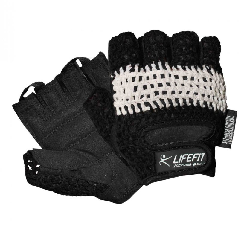 Fitness rukavice LIFEFIT® KNIT, černo-bílé - Oblečení velikost: XL