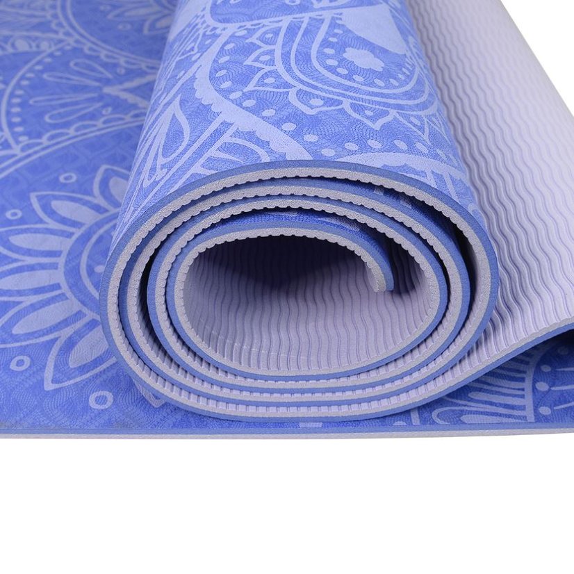 Podložka LIFEFIT® YOGA MAT MANDALA DUO, 183x58x0,6cm, modrá