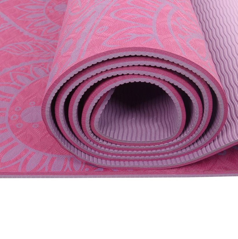 Podložka LIFEFIT® YOGA MAT MANDALA DUO, 183x58x0,6cm, bordó