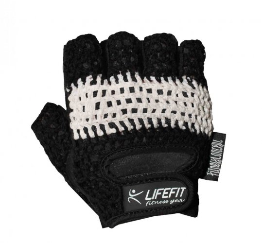 Fitness rukavice LIFEFIT® KNIT, černo-bílé - Oblečení velikost: L
