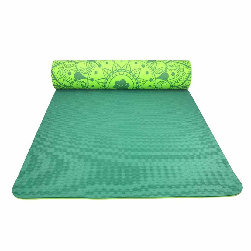 Podložka LIFEFIT® YOGA MAT MANDALA DUO, 183x58x0,6cm, zelená