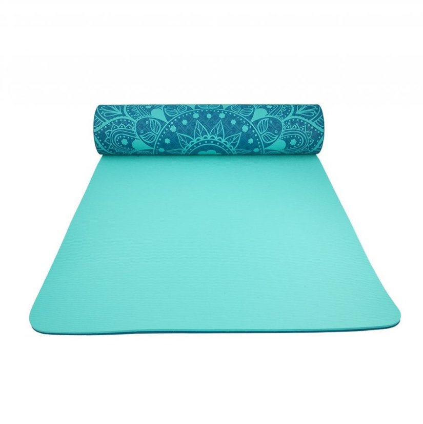 Podložka LIFEFIT® YOGA MAT MANDALA DUO, 183x58x0,6cm, tyrkysová